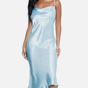 Bebe Satin Cowl Neck Slip Dress
